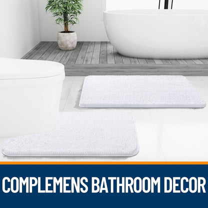 OLANLY Bathroom Rugs - Extra Soft Chenille Bath Mats | 35x24, Quick Dry & Machine Washable, White