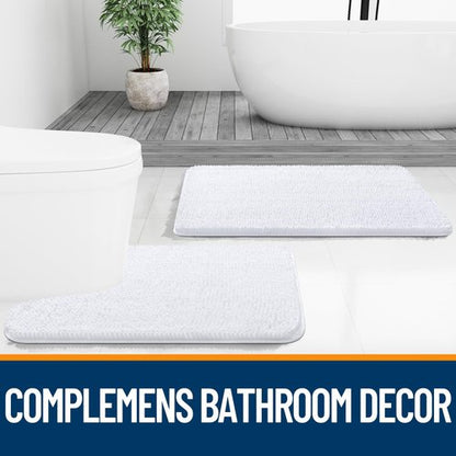 OLANLY Bathroom Rugs 30x18, Extra Soft Absorbent Chenille Bath Rugs, Rubber Backing Quick Dry, Machine Washable Bath Mats for Bathroom Floor, Tub and Shower, Home Decor Accessories, White