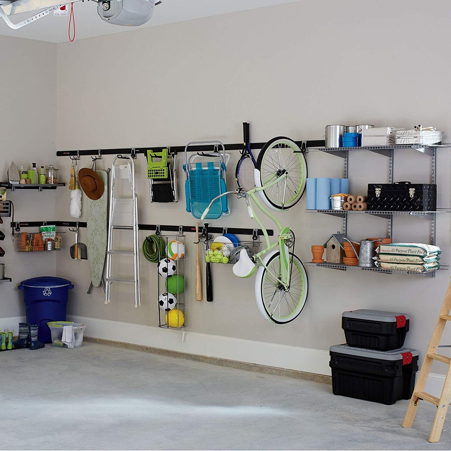 Rubbermaid Garage Hook Organizers - Powder Coated Metallic for Ladders, Tools & Bikes | 6 Pack