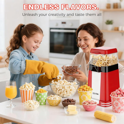 OSTBA Popcorn Maker - 1200W Mini Retro Air Popper with Butter Tray | Oil-Free, Compact Design for Home & Gifts