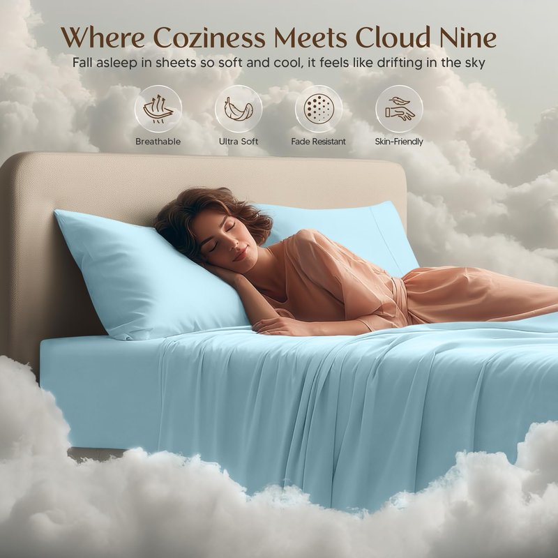 Utopia Bedding King Size Sheet Set – 4 Piece Bed Sheets, Soft and Breathable Microfiber, Includes 1 Fitted Sheet, 1 Flat Sheet and 2 Pillowcases – Oeko Tex (Ice Blue)