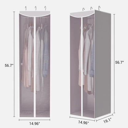 Storage Maniac Hanging Garment Bags - 2-Pack Long Clear Covers for Dresses & Suits | Grey