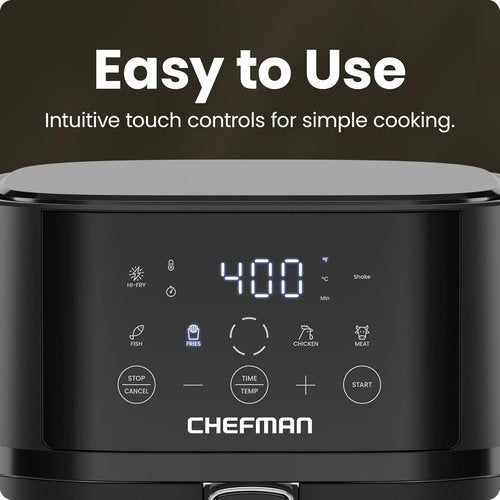 Chefman Air Fryer - 4 QT Compact Air Fryer with Hi-Fry Technology & Touchscreen Controls - Black