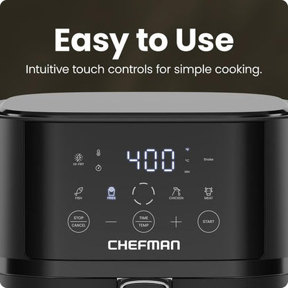 Chefman Air Fryer - 4 QT Compact Air Fryer with Hi-Fry Technology & Touchscreen Controls - Black