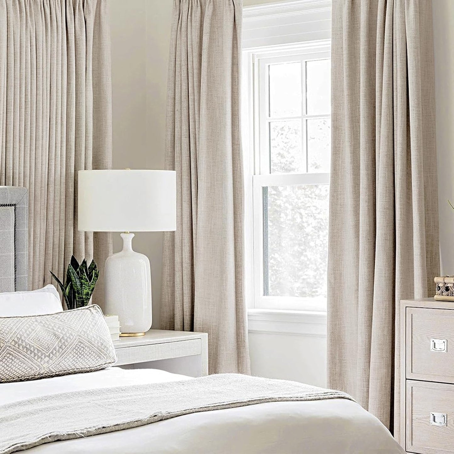 MIULEE Blackout Curtains - 100% Thermal Insulated Linen Textured Drapes | 52 x 54 Inch (2 Panels) for Bedroom & Living Room
