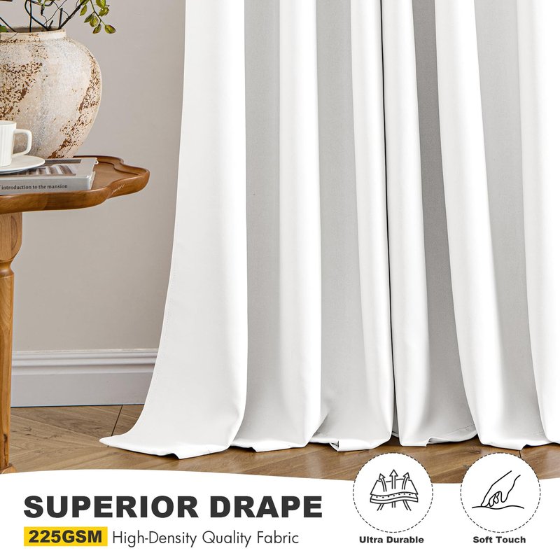 MIULEE Pure White Curtains for Bedroom Living Room 96 Inches Long 2 Panels, Thermal Insulated Room Darkening Drapes Grommet Top Noise Reducing Window Treatments 40x96 Inch