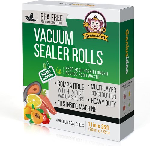 Food Saver Vacuum Sealer Bags - 4 Pack, 11" x 25' Rolls, Commercial Grade, Microwave & Freezer Safe