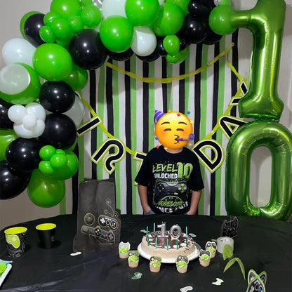 Skiennix Giant Number 7 Balloon - Self-Inflating Foil Helium Decoration for 7th Birthday Party | Green