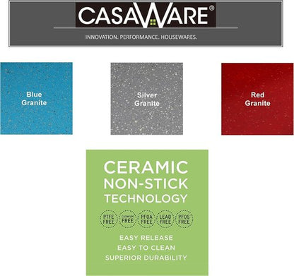 CasaWare Large Flat Baking Cookie Sheet - 12.5 x 14-Inch with 1.5-Inch Handle | Ceramic Non-Stick Coating in Blue Granite