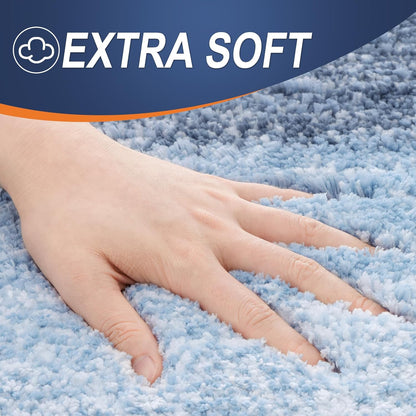 OLANLY Bathroom Runner Rugs - Extra Soft Microfiber, Quick Dry & Machine Washable | 54x24, Blue