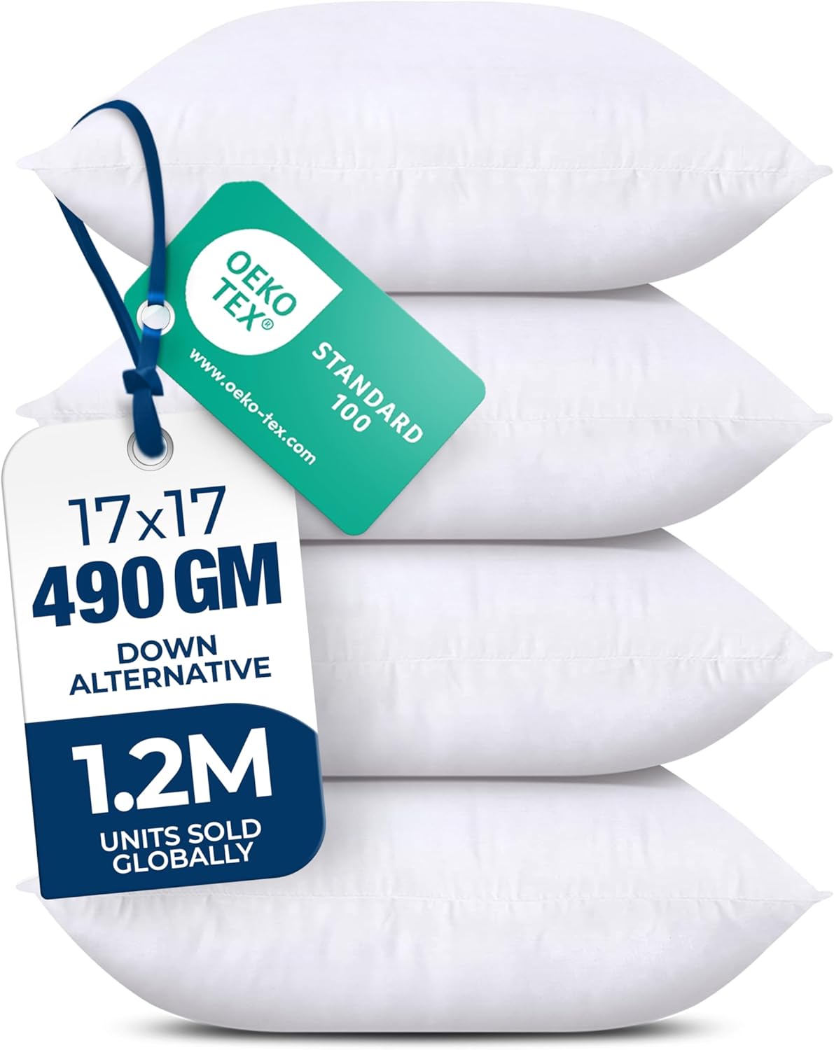 Utopia Bedding Throw Pillows - Set of 4 White 17x17 Inches | Fluffy Down Alternative for Bed & Sofa