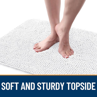 OLANLY Dog Door Mat - Absorbent Non-Slip Chenille Mat for Muddy Paws | 54x32, Quick Dry, White