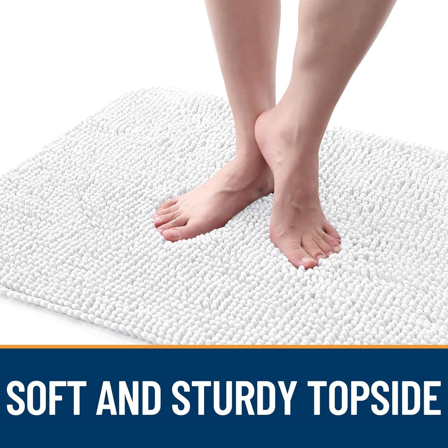 OLANLY Dog Door Mat - Absorbent Non-Slip Chenille Mat for Muddy Paws | 59x32 Inches, Quick Dry, White
