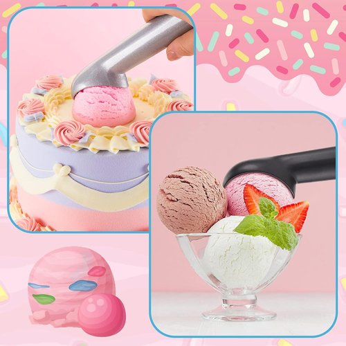 Gejoy 16 Pcs Ice Cream Scoop Set - 7 Inch Nonstick Aluminum Scooper for Gelato, Yogurt & Desserts | Black & Silver