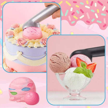 Gejoy 16 Pcs Ice Cream Scoop Set - 7 Inch Nonstick Aluminum Scooper for Gelato, Yogurt & Desserts | Black & Silver
