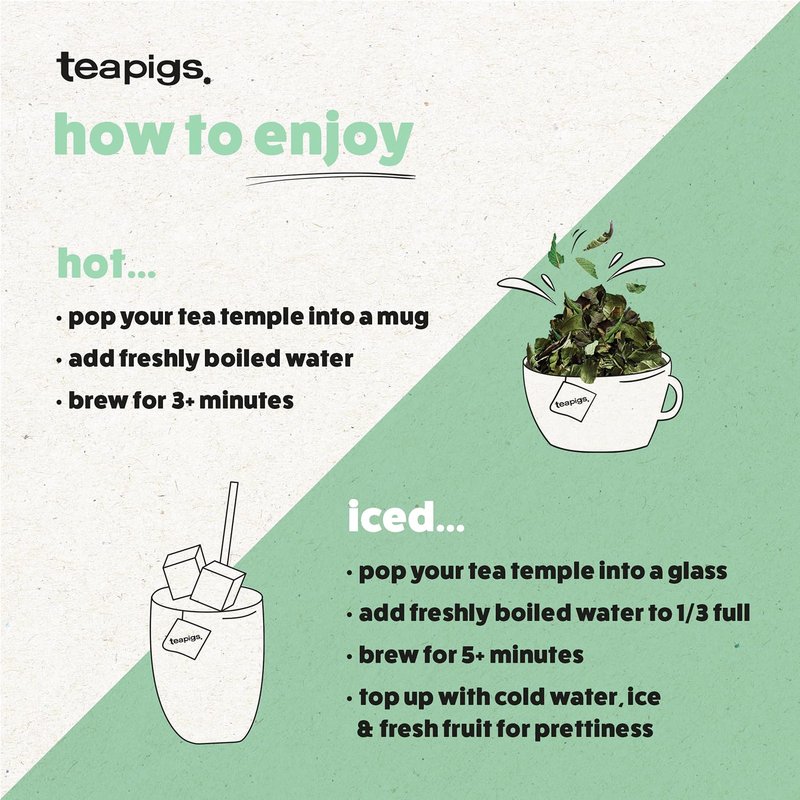 Teapigs Peppermint Leaves Tea Bags Made With Whole Tea Leaves, Natural Ingredients, Non-GMO, Caffeine-Free – 50 Count (1 Pack of 50 Teabags)