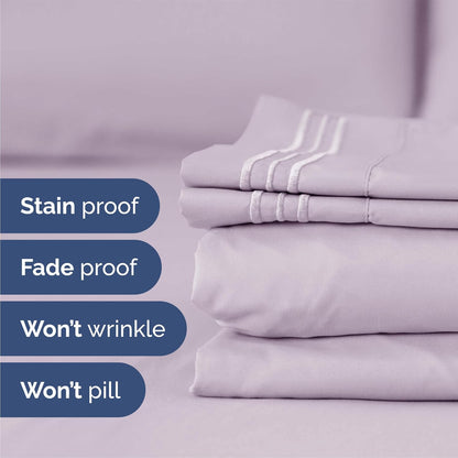 Queen Size Sheet Set by [Brand Name] - Comfy, Breathable & Cooling Luxury Bedding - Deep Pockets, Soft, Wrinkle-Free - Light Lavender