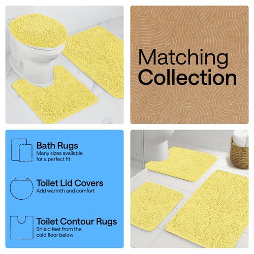 GORILLA GRIP Bath Rug Mat 30x20, Thick Soft Absorbent Chenille, Quick Dry Microfiber Mats, Rubber Backing Washable Shower Floor Rugs, US Designed Bathroom Bathmat Home Decor Accessories, Yellow