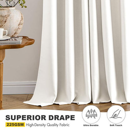 MIULEE Ivory Blackout Curtains for Bedroom Living Room 63 Inches Long 2 Panels, Thermal Insulated Room Darkening Drapes Solid Grommet Noise Reduction Light Blocking Window Treatments 40x63 Inch