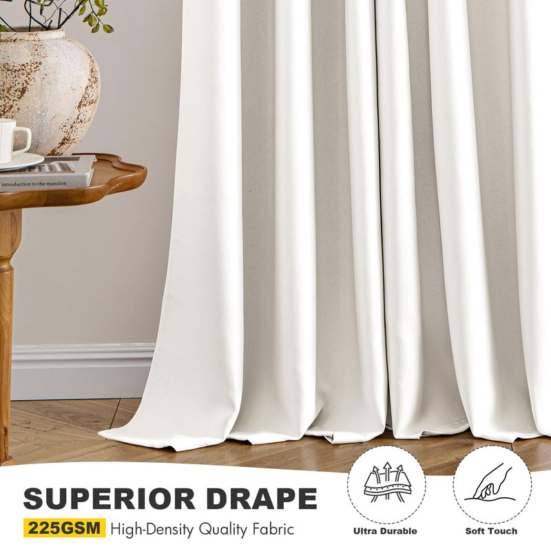 MIULEE Ivory Blackout Curtains - Bedroom Window Treatment Curtains Thermal Insulated Room Darkening Drapes for Living Room Kitchen Grommet Light Blocking Drapery, 40 x 45 Inches Long, 2 Panels