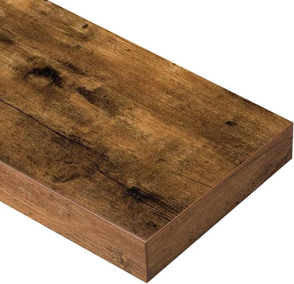 QEEIG Floating Bathroom Shelves - Rustic Brown Wall Mounted Shelf Set of 2 | 15.7" x 6.7" for Home Decor
