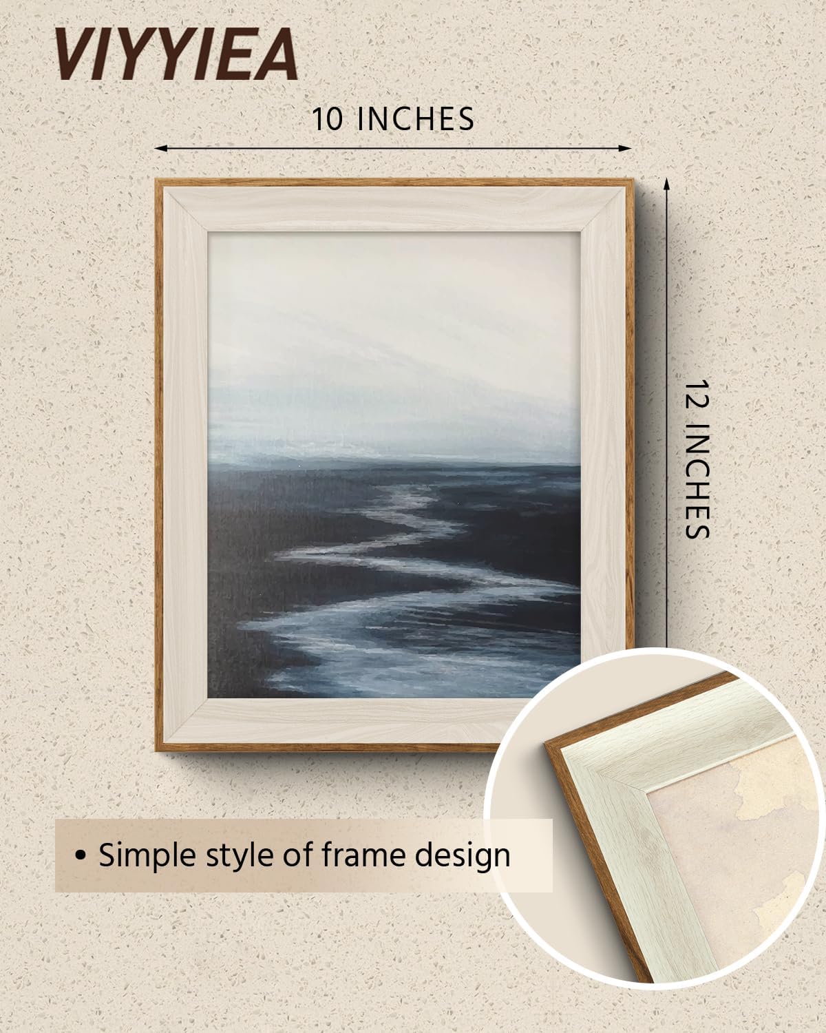 VIYYIEA Framed Wall Art - Abstract River Canvas Prints for Living Room & Bathroom Decor | 12L x 10W