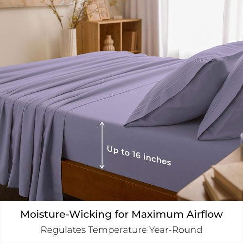 Mellanni Full Sheets Set - 4 PC Iconic Collection Bedding - Hotel Luxury, Extra Soft, Cooling Bed Sheets - Wrinkle, Fade, Stain Resistant (Full, Violet)