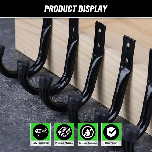 Heavy Duty Garage Storage Hooks - 12-Piece Bike Hooks for Wall Mount | Large Metal Organizer