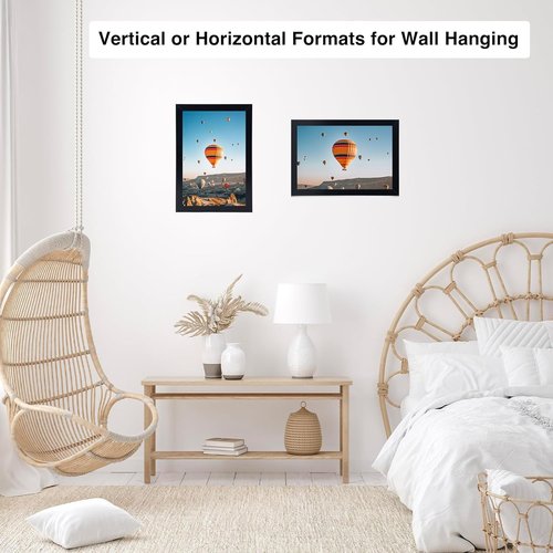 JCJMY 8.5x11 Picture Frame Set of 6 - Black Wall Mounting Frames for Horizontal or Vertical Display