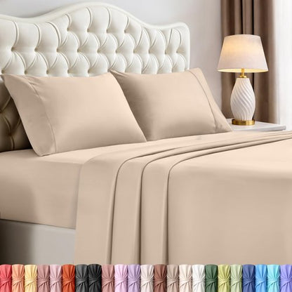 Utopia Bedding Full Sheet Set – 4 Piece Bed Sheets for Full Size Bed, Soft and Breathable Microfiber, Includes 1 Fitted Sheet, 1 Flat Sheet and 2 Pillowcases (Beige)