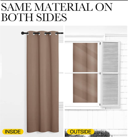 NICETOWN Blackout Curtains - Thermal Insulated Grommet Drapes for Small Windows | Set of 2, 42x68 Inch, Cappuccino