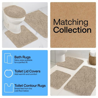 GORILLA GRIP Bath Rug Mat 60x24, Thick Absorbent Chenille, Quick Dry Microfiber Mats, Rubber Backing Washable Shower Floor Rugs, Bathmat Runner, US Designed Bathroom Home Decor Accessories Gray Beige