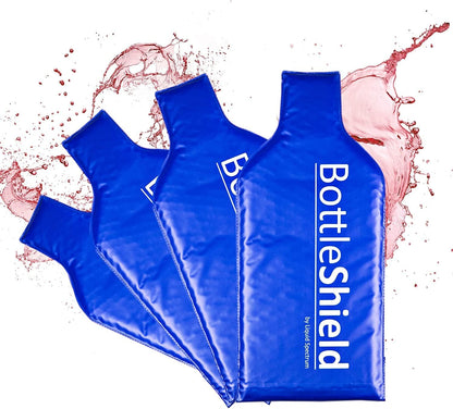 Reusable Wine Protector Travel Bag by Bottle Shield (6-Pack) - Bubble Cushioning Wrap Suit - Unbreakable Bottle Sleeve, Leak Proof - Wine Tote Bags Accessory for Suitcase Luggage, Blue