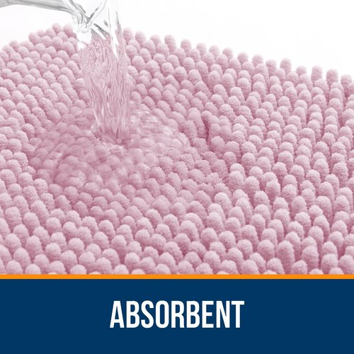 OLANLY Bathroom Rugs 45x27, Extra Soft Absorbent Chenille Bath Rugs, Rubber Backing Quick Dry, Machine Washable Bath Mats for Bathroom Floor, Tub and Shower, Home Decor Accessories, Dusty Rose