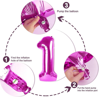 Number Balloons - 40 Inch One Balloon for 1st Birthday | Rose Purple Party Decoration