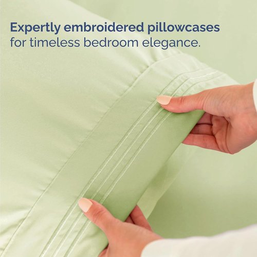 Comfy Twin Size 3-Piece Sheet Set by [Brand Name] - Breathable & Cooling Hotel Luxury Bedding - Deep Pockets, Wrinkle-Free - Light Sage Green