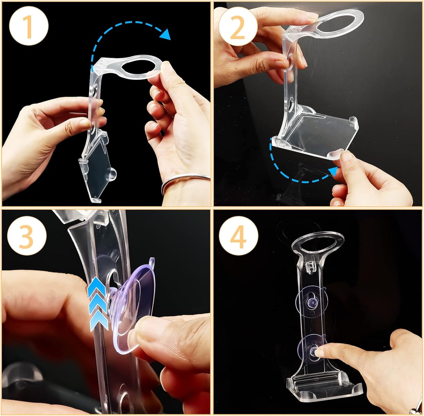 Skiennix Electric Window Candle Holders - 8 Pcs Clear Plastic with Strong Suction Cups for LED Candles