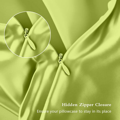 Mulberry Silk Pillowcase Set by Skiennix - Anti-Acne Queen Size 2-Pack in Olive Green