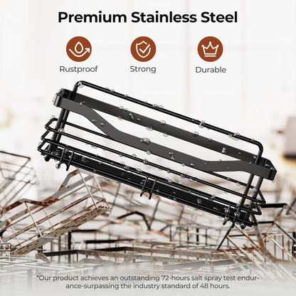 Orimade Shower Caddy - Wall-Mounted Bathroom Organizer with 5 Hooks | No Drilling, SUS304 Stainless Steel - 3 Pack, Black
