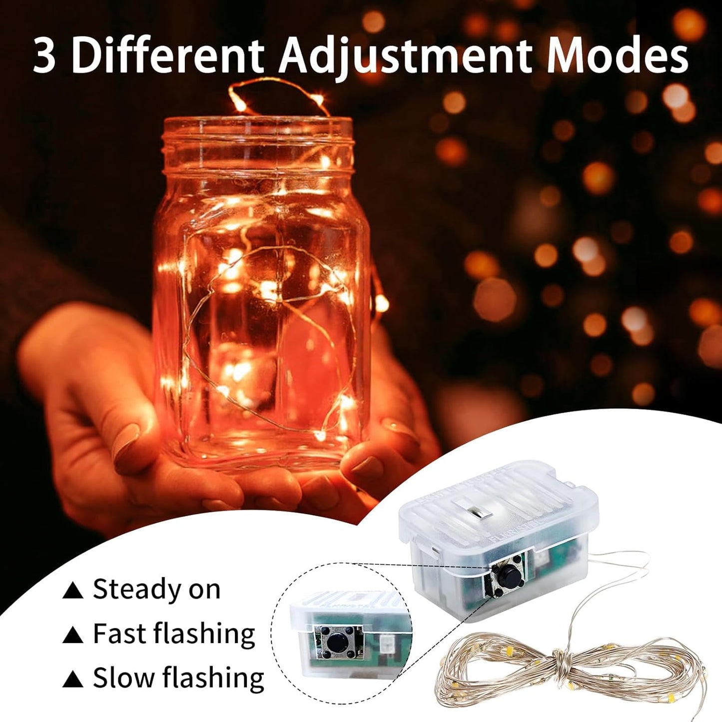 Skiennix 8 Pack Orange Fairy Lights - 7Ft 20 LED Twinkle String Lights | Battery Operated & Waterproof for Parties, Weddings, and Holidays