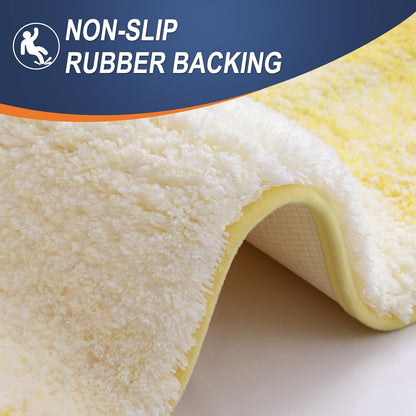 OLANLY Bathroom Runner Rug - Extra Soft Microfiber Mat, Quick Dry & Washable, 44x24 Inches, Yellow