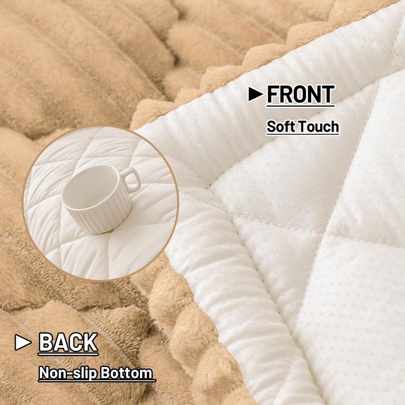 Smiry Pet Couch Covers for Dogs Washable, Non-Slip Fuzzy Couch Covers for 3 Cushion Sofa Pet Friendly, Soft Thick Furniture Protector Sofa Slipcover Mat for Dogs (Camel, 27.6" x 59")