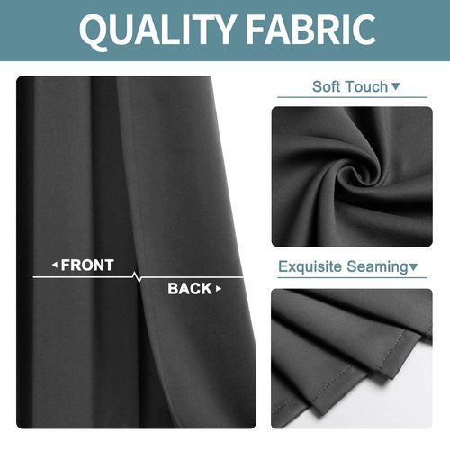 ChrisDowa Small Window Curtains 50 inches Long for Bedroom - Grommet Short Thermal Insulated Room Darkening Curtains for Kitchen (2 Panels, Dark Grey, 29 x 50 Inch)
