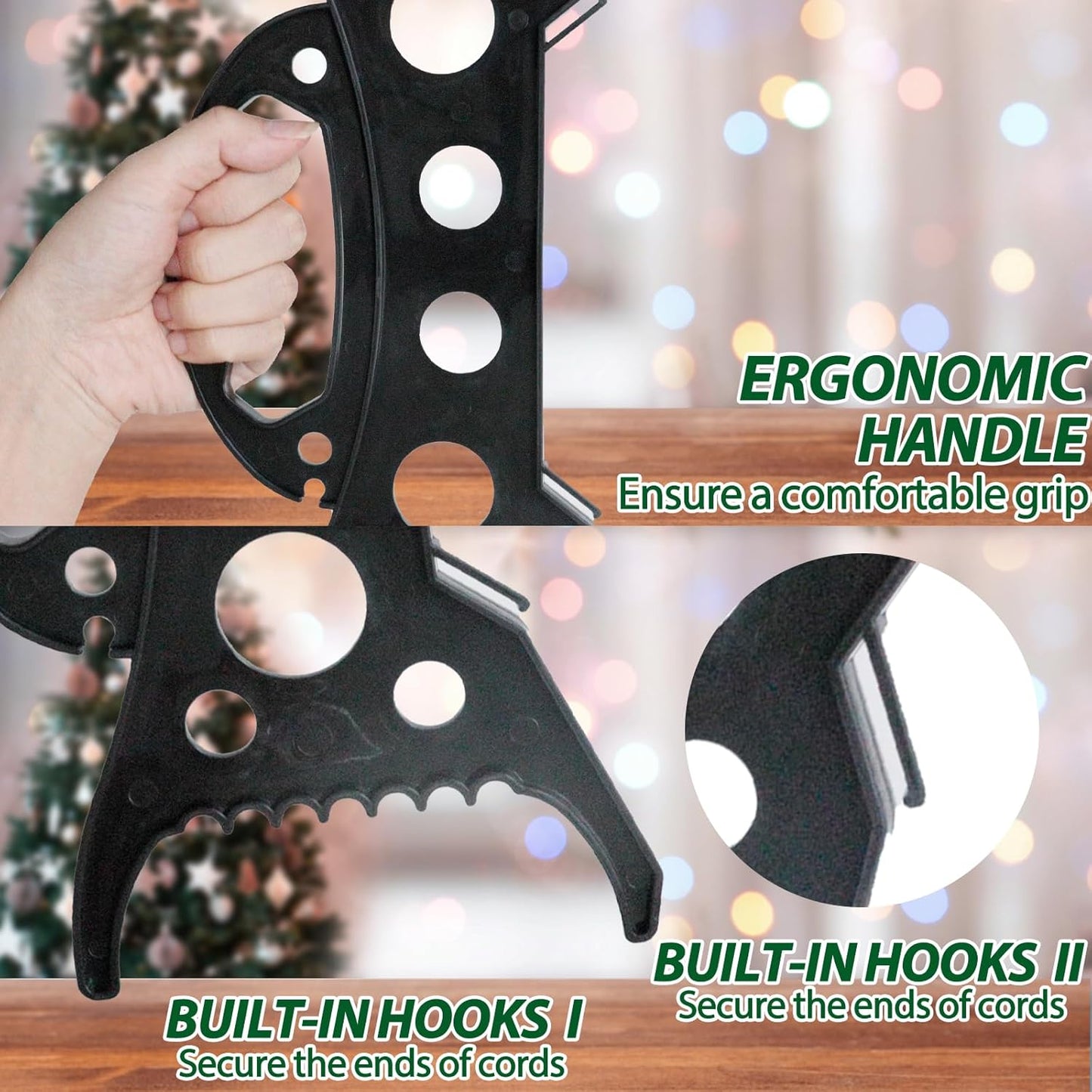 8Pack Christmas Light Storage Holder - All-Purpose Organizer for String Lights & Cords | Black