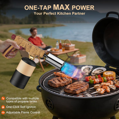 Semlos Propane Torch - Powerful Kitchen Torch for Searing Steak & BBQ - Charcoal Lighter & Campfire Starter