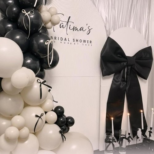 Black Bow Decor - 2 Pack Coquette Wall Backdrop | Large & Small Black Bows for Events & Celebrations