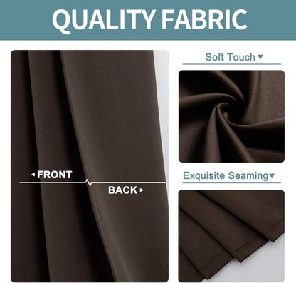 ChrisDowa Blackout Curtains - Thermal Insulated Room Darkening Panels Set (Brown, 42"W x 63"L)