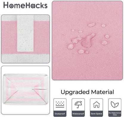 HomeHacks Large Waterproof Laundry Baskets - Collapsible Hampers with Reinforced Handles | 88L Each, Pink