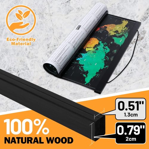 Benjia Magnetic Poster Frame - Light Wood Hanging Kit for Canvas Artwork | 140cm (55") Black