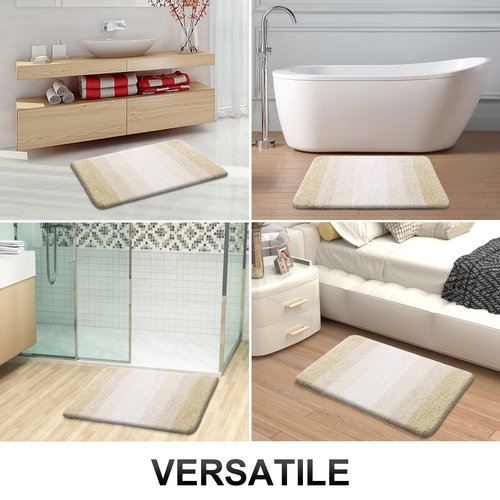 OLANLY Bathroom Runner Rugs 59x24, Extra Soft Absorbent Microfiber Bath Rugs, Rubber Backing, Quick Dry, Washable Bath Mats for Bathroom Floor, Tub and Shower, Home Decor Accessories, Light Beige